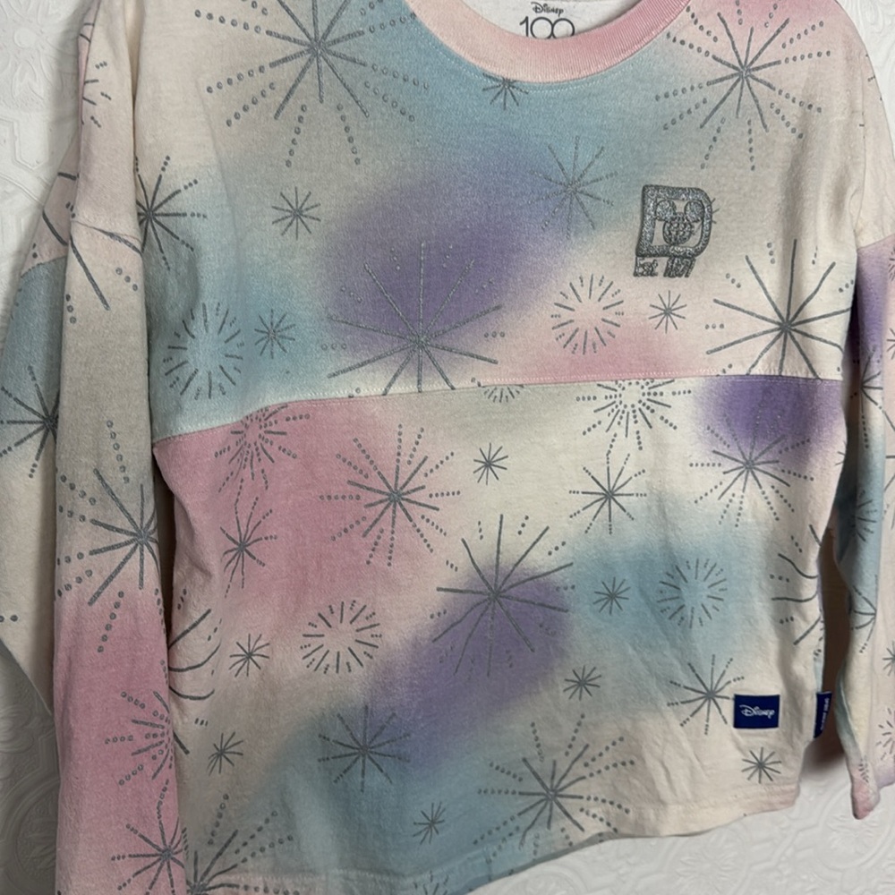 Disney Parks 100 Anniversary Spirit Jersey Glitter Logo Sweatshirt Long Sleeve - Picture 7 of 9